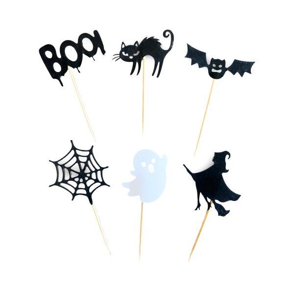 Cupcake Topper Halloween Black & White, 12 Stück