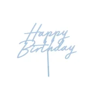 PartyDeco Happy Birthday Acryl Cake Topper Blau