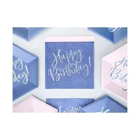 PartyDeco Servietten Happy Birthday Blau, 20 Stück