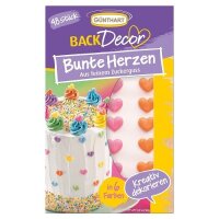 Günthart Zuckerdekor Bunte Herzen, 48 Stück