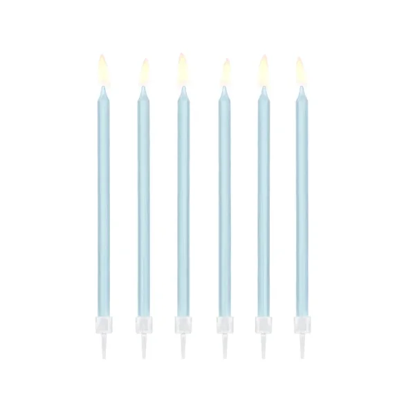 PartyDeco 14cm lange Kerzen Hellblau, 12 Stück