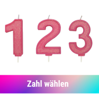 Culpitt Zahlenkerze Pink mit Glitter