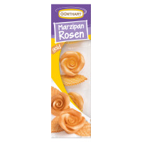Günthart Marzipan Rosen Gold mit Blätter, 6...