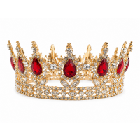 Tortendekor Krone Gold mit Roten Diamanten