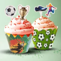 DeKora Fussball Cupcake Picks & Wrapper Set für...
