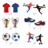 DeKora Fussball Cupcake Picks & Wrapper Set für 6 Stück