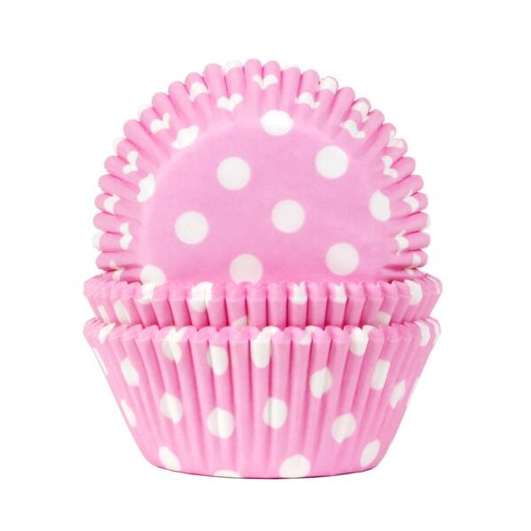 House of Marie Cupcake Förmchen Rosa-Weiss gepunktet 50 Stück