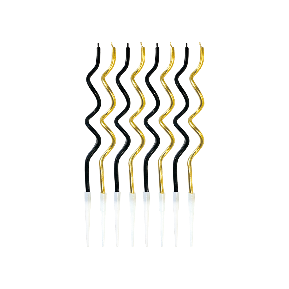 Spiral Twist Tortenkerzen Gold/Schwarz mit Halter 8 Stück, CHF 3,90
