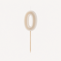PartyDeco Zahlenkerze 0 Beige