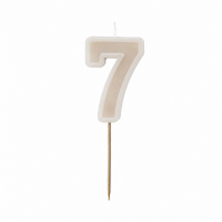 PartyDeco Zahlenkerze 7 Beige