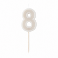 PartyDeco Zahlenkerze 8 Beige