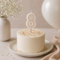 PartyDeco Zahlenkerze 8 Beige