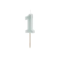 PartyDeco Zahlenkerze 1 helles Mint