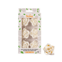 Decora Zuckerrosen Gross Weiss, 6 Stück