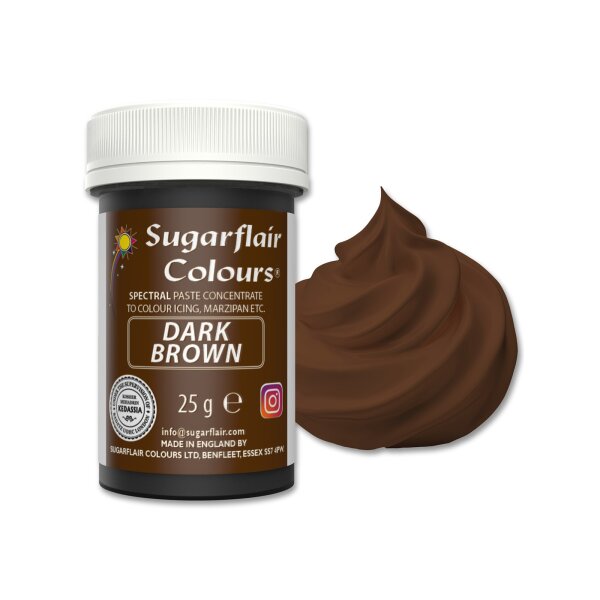 Sugarflair Pastenfarbe Dark Brown, 25g