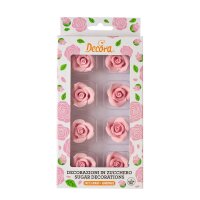 Decora Zuckerrosen Medium Rosa, 8 Stück