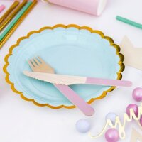 PartyDeco Teller Mint mit Goldrand, 6 Stück