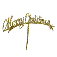 Cake Topper Schriftzug Merry Christmas Gold