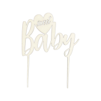 Cake Topper Sweet Baby volles Herz Weiss