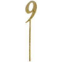 Cake Topper Zahl 9 - Gold Glitter