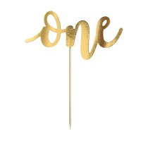 PartyDeco Cake Topper One Gold
