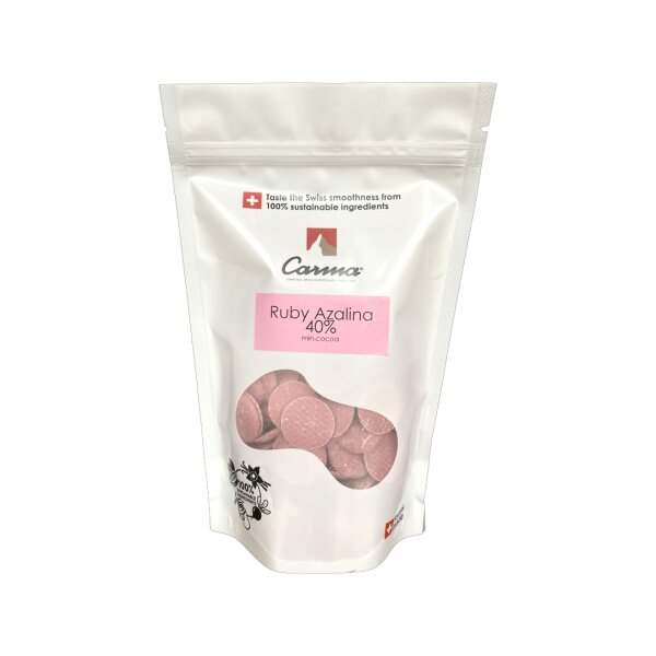 CARMA®  Couverture Tropfen Ruby Azalina 40%, 300g