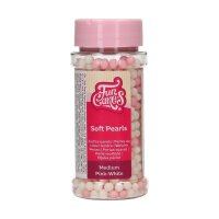 FunCakes Soft Pearls Medium Rosa/Weiss, 60g