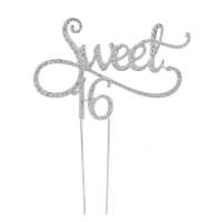Cake Topper Sweet 16 Silber