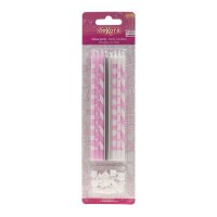 DeKora 13cm Lange Kerzen Mix Pink, 16 Stück