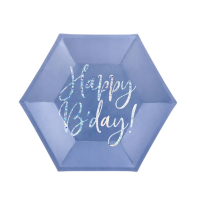 PartyDeco Teller Happy Bday! Navy Blau, 6 Stück