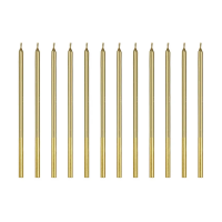 PartyDeco 14cm lange Kerzen Gold, 12 Stück