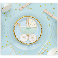 PartyDeco Servietten Kinderwagen Tiffany Blue, 20 Stück