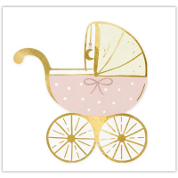 PartyDeco Servietten Kinderwagen Rosa, 20 Stück